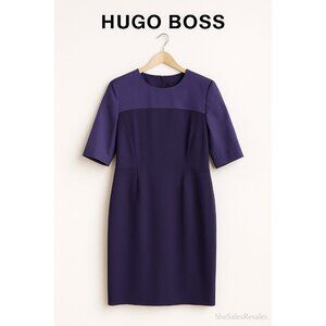 Hugo Boss Women’s Sheath Dress Purple Two Tone Size 14 US 18 UK 46 EU Career Wo